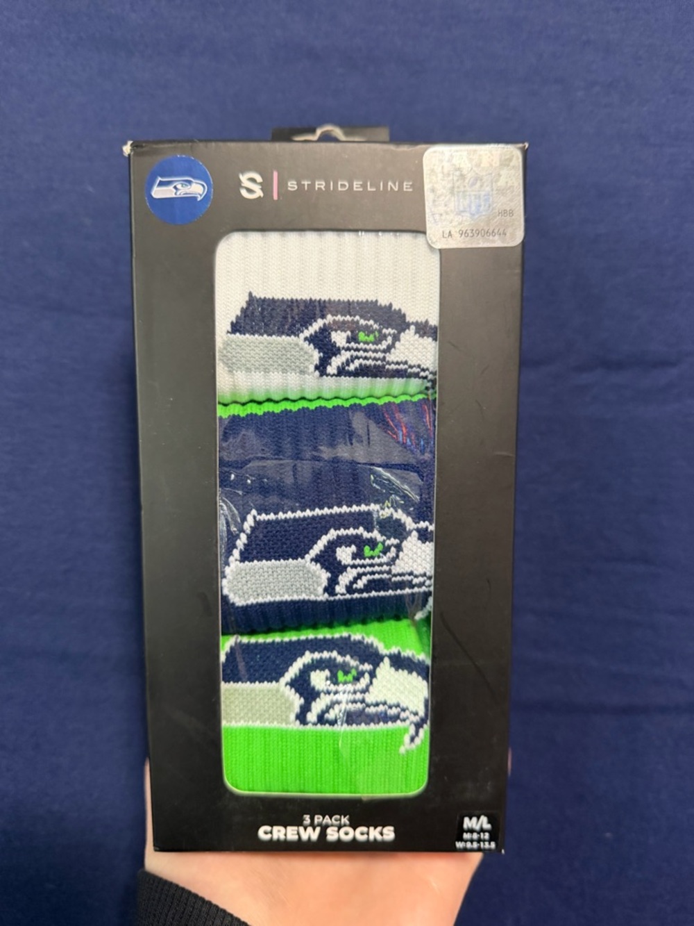 Seattle Seahawks Strideline Unisex Premium 3-Pack Knit Crew Socks Set NIB